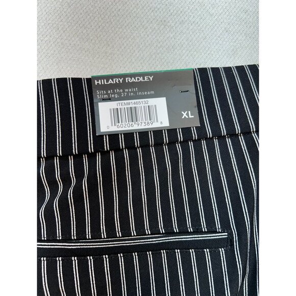 Hilary Radley Women's Tummy Control Pleated Pants Size XL Black White Stripe - Picture 11 of 11